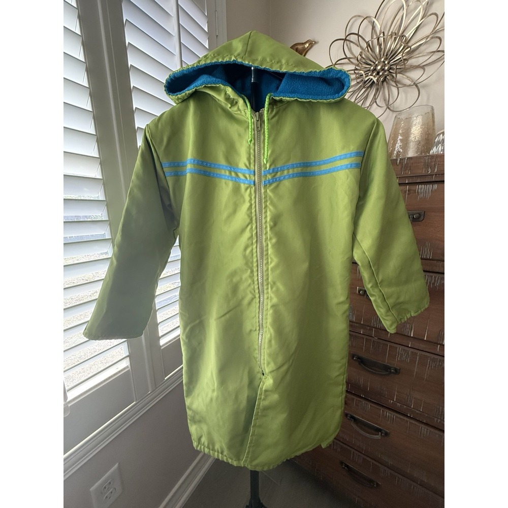 Kids Waterproof Raincoat Hooded Fleece Lined Green Blue Outdoor Jacket 6